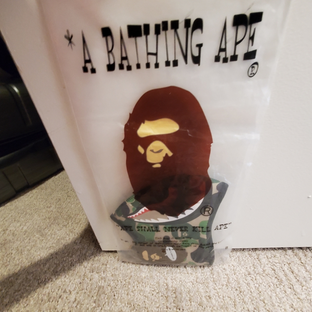 A Bathing Ape (Bape) face mask in camo
